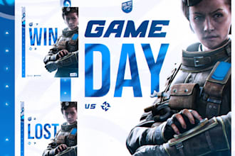 design elite esport posters or gameday graphics