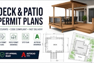 deck permit plans, patio permit drawings, site plan autocad