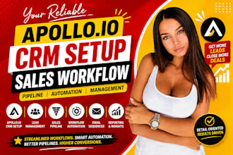 setup apollo io CRM, sales workflow, pipeline and automation management