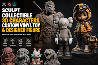 sculpt collectible 3d characters, custom vinyl toy and designer figure