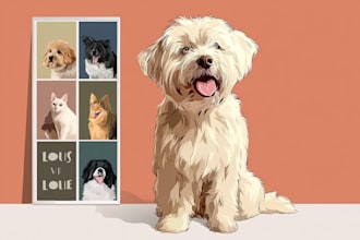 draw vector cartoon for your pet, dog pet potrait