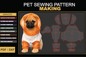 do pet sewing pattern making, dog clothing pattern and grading
