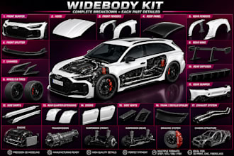 3d car model body kit custom car parts rc widebody kit automotive cad 3d print