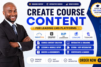 create course content on talentlms, graphy, h5p leanwords, lifterlms, tutorlms