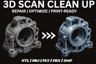 3d scan cleanup, repair mesh and optimize stl obj files for 3d printing