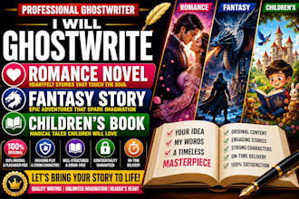 ghostwrite a fantasy romance novel for a childrens book