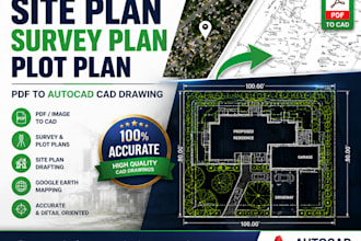 create site plan, survey plan, plot plan and convert PDF to autocad cad drawing