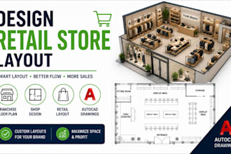 design real estate store layout, franchise floor plan, shop design autocad