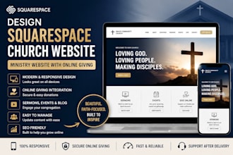 design squarespace church website, ministry website with online giving