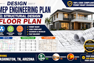 design mep engineering plan, structural design floor plan in washington tn ar tx
