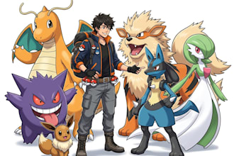 draw your pokemon team and you as a trainer
