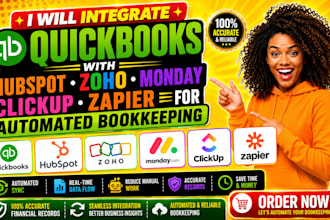 integrate quickbooks hubspot zoho monday clickup zapier automated bookkeeping