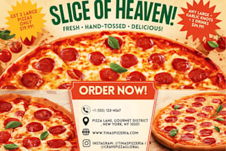 design a professional restaurant flyer or food menu