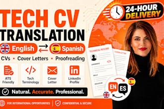 translate and proofread your tech CV and cover letter in 24 hours
