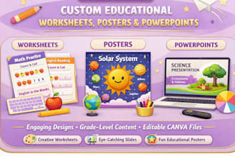 design educational worksheets posters and ppt  for students