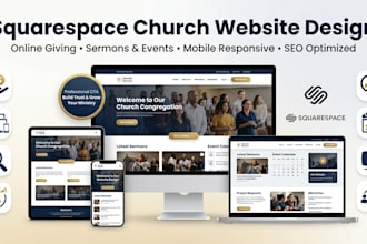 design squarespace church website, ministry website with online giving website