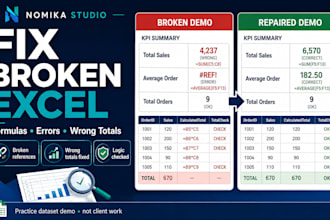fix excel formulas, errors, wrong totals, and broken spreadsheets