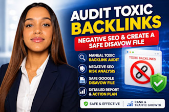 audit toxic backlinks, negative SEO and create a safe google disavow file