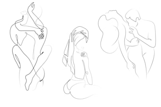 draw custom minimalist one line art couple portrait from your photo