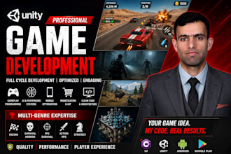 develop a professional unity 2d 3d game for android, ios or PC