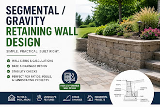 design segmental and gravity retaining walls for landscaping