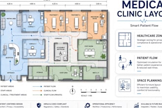 create medical center layout with healthcare floor plan and zoning design