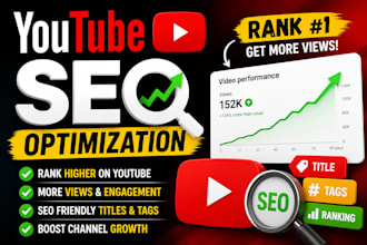 write SEO optimized youtube description, tags and title