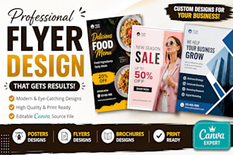 a professional flyer, poster or brochure in canva