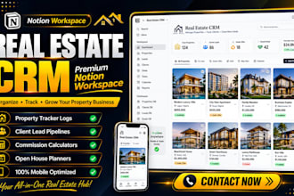 organize business real estate crm template notion workspace setup