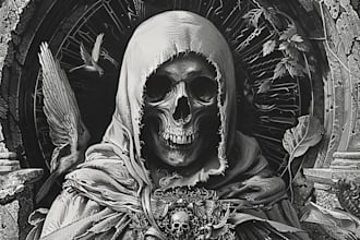 create detailed gothic vintage engraving illustration