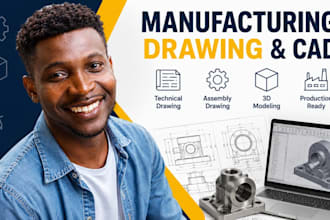 create manufacturing drawing cad drawing assembly drawing technical design