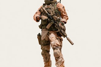 create realistic military, war, or sci fi illustrations