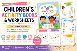 design kids activity books and worksheets