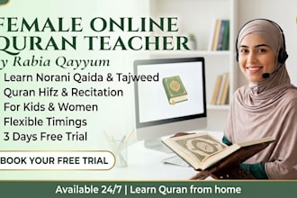 be your professional online quran teacher and female quran tutor