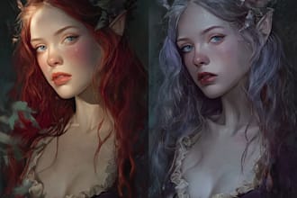 draw realistic fantasy characters, no ai