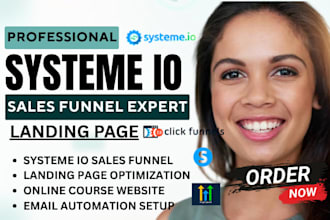build systeme io website, systeme io landing page, systeme io sales funnel