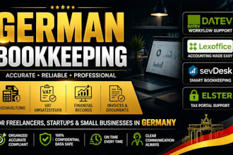 do german bookkeeping, vat, datev, lexoffice, sevdesk, elster support