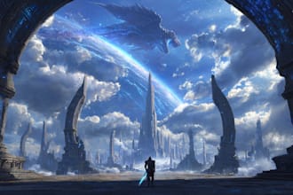 create stunning fantasy landscape, background illustration