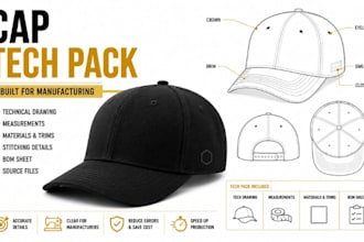 create cap tech pack for snapback trucker baseball bucket and dad hats