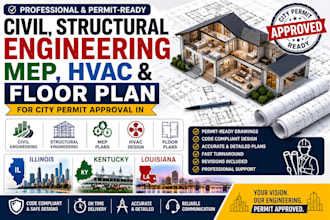 civil, structural engineering mep hvac floor plan in illinois kentucky louisiana