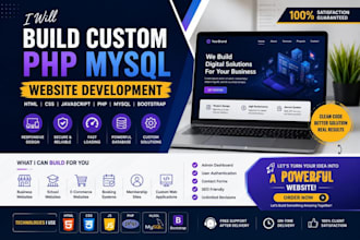 build a custom PHP mysql website using HTML CSS javascript