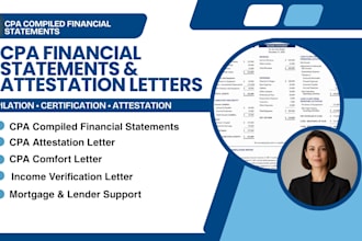 prepare CPA compiled financial statements, certification and attestation letter