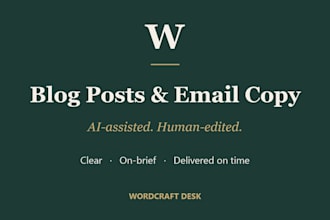write your blog posts and email copy, ai assisted and human edited