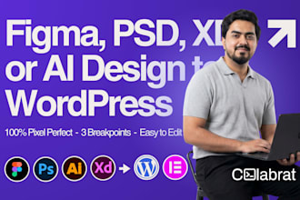 convert figma, PSD, xd, or ai to wordpress elementor