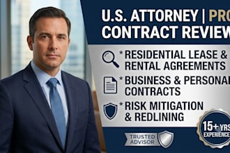 be your US attorney for contact and residential lease legal review