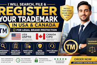 search and file your trademark in USA and canada for legal brand protection