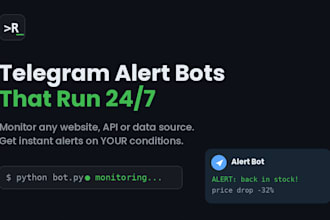 build a telegram notification bot for websites, apis and data monitoring