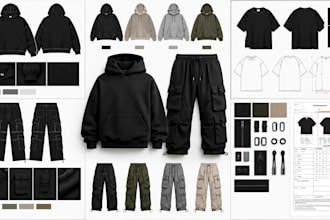 craft streetwear cargo pants, bomber jacket and oversized tee factory tech pack