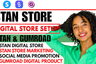 setup stan store digital product, stan store marketing, digital store, gumroad