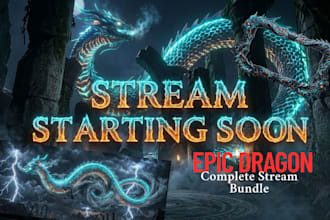 provide a complete static dragon stream overlay bundle and twitch logo